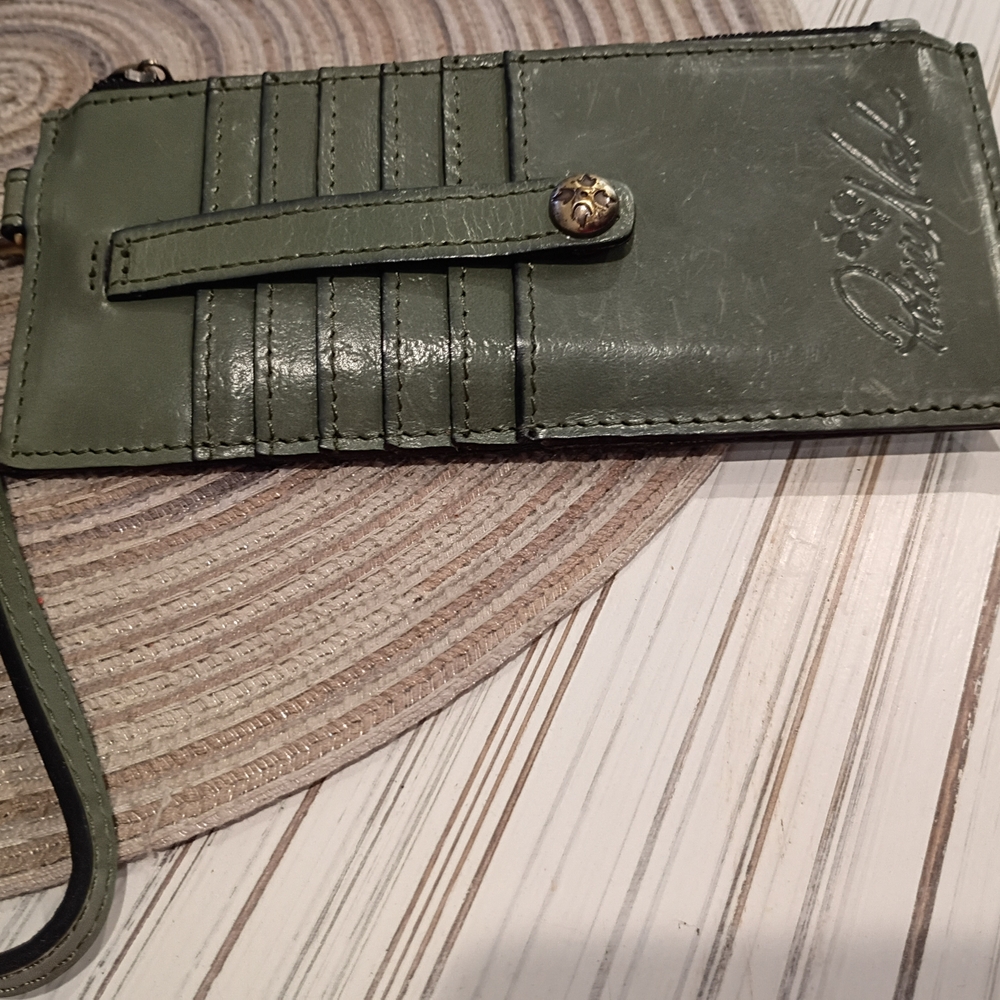Patricia Nash Olive Leather Wristlet